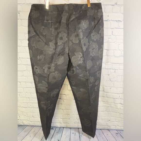 NWT Talbots Heritage Black Floral Jacquard Pants Side Zip Festive Party 16 - Picture 2 of 12
